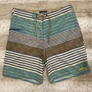 PATAGONIA Striped Wave-farer Board Shorts Size 32